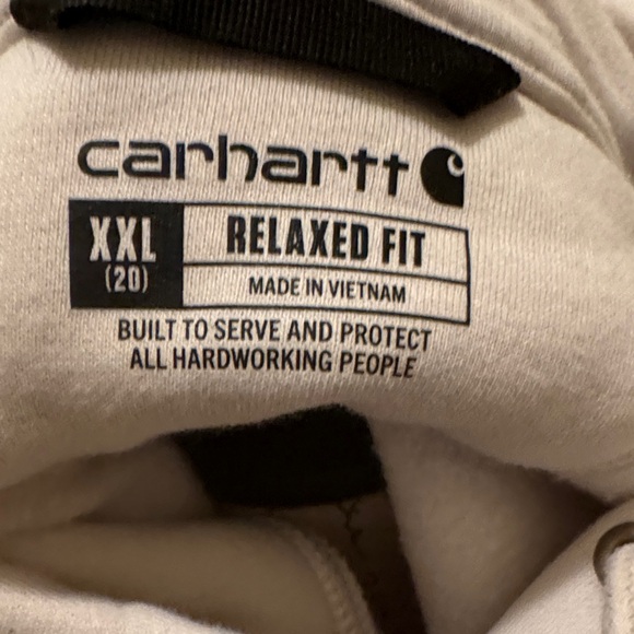 Carhartt Cream Pullover Hoodie with Gold Chest Patch - Picture 4 of 4